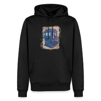 Steampunk policebox blc - Sweat à capuche Premium bio Homme - noir - Devant - Nico (187cm)