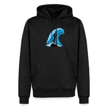 surfeur - Sweat à capuche Premium bio Homme - noir - Devant - Nico (187cm)