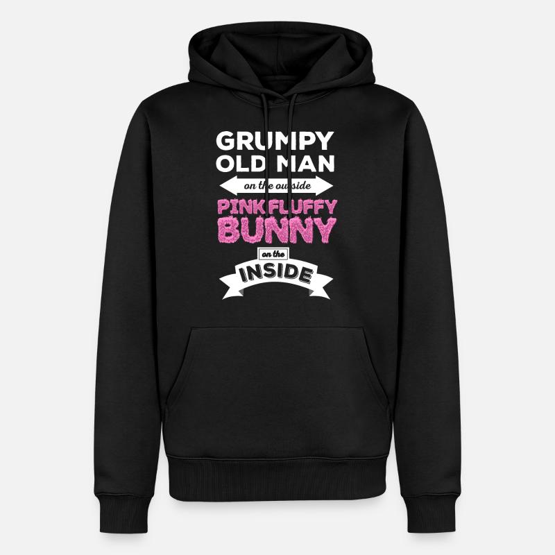 Grumpy Pink Fluffy Bunny - Men’s Premium Organic Hoodie - black