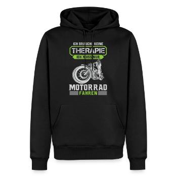 Motorrad Therapie - Männer Premium Bio Hoodie - Schwarz - Vorne - Nico (187cm)