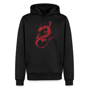 draconique rouge - Sweat à capuche Premium bio Homme - noir - Devant - Nico (187cm)