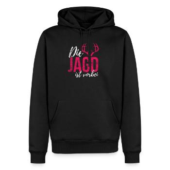Die Jagd ist vorbei Hochzeit Braut JGA heiraten - Männer Premium Bio Hoodie - Schwarz - Vorne - Nico (187cm)