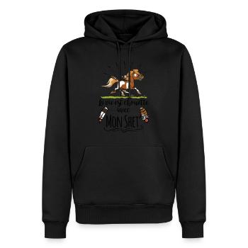 La vie est chouette avec mon shet 2 texte noir - Sweat à capuche Premium bio Homme - noir - Devant - Nico (187cm)