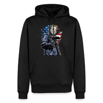 HORREUR KILLER - motif cadeau Halloween américain - Sweat à capuche Premium bio Homme - noir - Devant - Nico (187cm)