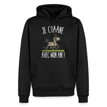 Je crâne avec mon âne (gris,texte blanc - Sweat à capuche Premium bio Homme - noir - Devant - Nico (187cm)