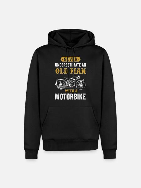 Oude man motorfiets grappige fietser cadeau - Mannen Premium Bio hoodie - zwart