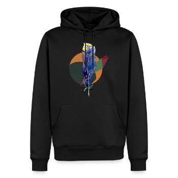 Bunte Feder - Männer Premium Bio Hoodie - Schwarz - Vorne - Nico (187cm)