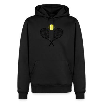 Tennis, Tennisschläger und Ball - Männer Premium Bio Hoodie - Schwarz - Vorne - Nico (187cm)