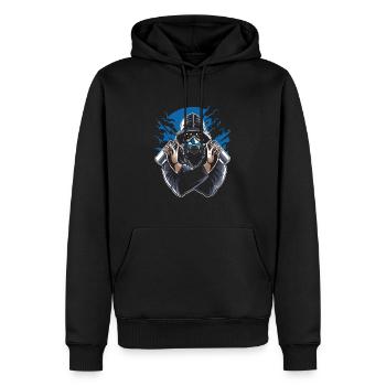Graffiti sprayer with gas mask (0025) - Men’s Premium Organic Hoodie - black - Front - Nico (187cm)