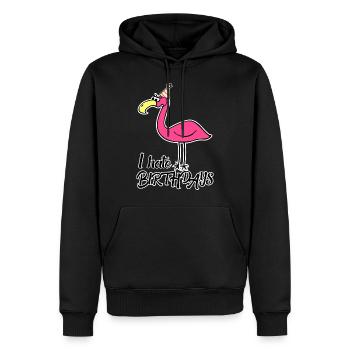 Ich hasse Geburtstag Flamingo - Männer Premium Bio Hoodie - Schwarz - Vorne - Nico (187cm)