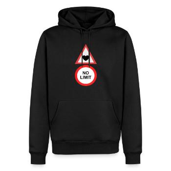 Herz Liebe Kein Limit Verkehrszeichen - Männer Premium Bio Hoodie - Schwarz - Vorne - Nico (187cm)