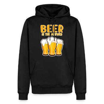 Bière - Sweat à capuche Premium bio Homme - noir - Devant - Nico (187cm)
