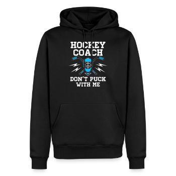 Entraîneur de hockey - Ne jouez pas avec moi - Équipe de hockey sur glace - Sweat à capuche Premium bio Homme - noir - Devant - Nico (187cm)