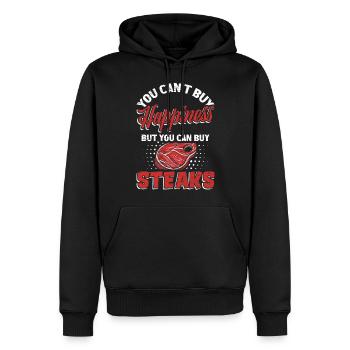 Steak - Männer Premium Bio Hoodie - Schwarz - Vorne - Nico (187cm)
