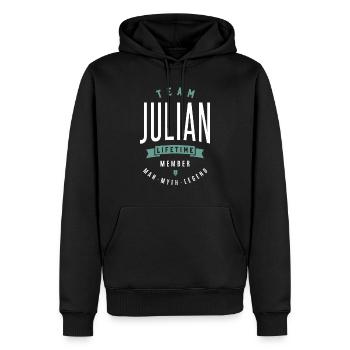 Name Julian - Männer Premium Bio Hoodie - Schwarz - Vorne - Nico (187cm)