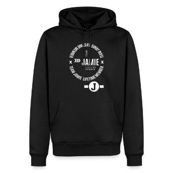 Nom Jamie - Sweat à capuche Premium bio Homme - noir - Devant - Nico (187cm)