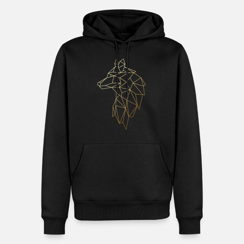 Wolf Polygone - Sweat à capuche Premium bio Homme - noir