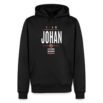 Johan Lifetime Membre - Sweat à capuche Premium bio Homme - noir - Devant - Nico (187cm)