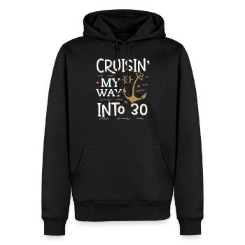Cruisin My Way Into 30 - 30. Geburtstag Kreuzfahrt - Männer Premium Bio Hoodie - Schwarz - Vorne - Nico (187cm)