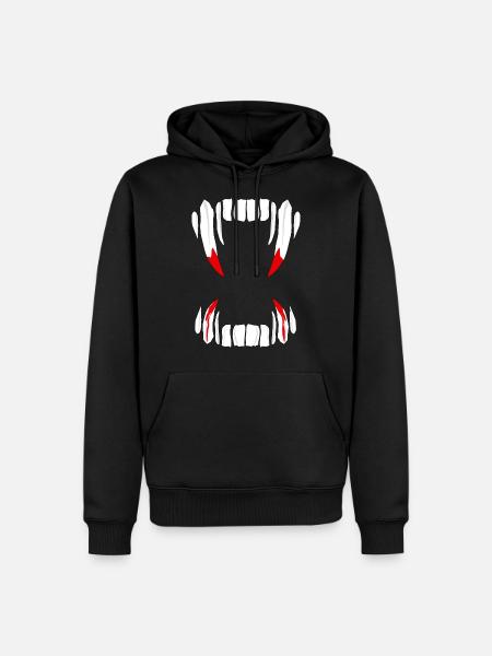 Vampir Zähne Gebiss Drakula - Männer Premium Bio Hoodie - Schwarz