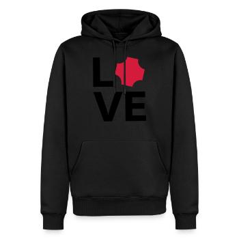 Love - Räppli - Männer Premium Bio Hoodie - Schwarz - Vorne - Nico (187cm)