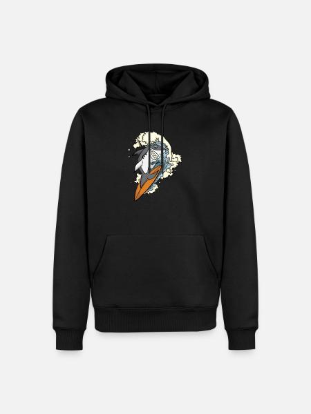 Surfen Surfbrett Hai Wellenreiten Welle Kitesurfen - Männer Premium Bio Hoodie - Schwarz