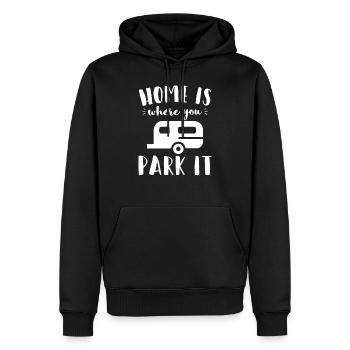 Camping-car, remorque, VR - La maison est l'endroit où vous la garez - Sweat à capuche Premium bio Homme - noir - Devant - Nico (187cm)