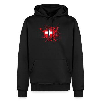 Encre du drapeau suisse - Sweat à capuche Premium bio Homme - noir - Devant - Nico (187cm)