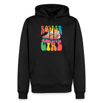Roller Girl - Années 70, Seventies, Nostalgia Design - Sweat à capuche Premium bio Homme - noir - Devant - Nico (187cm)