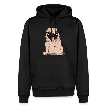 Mops - Männer Premium Bio Hoodie - Schwarz - Vorne - Nico (187cm)