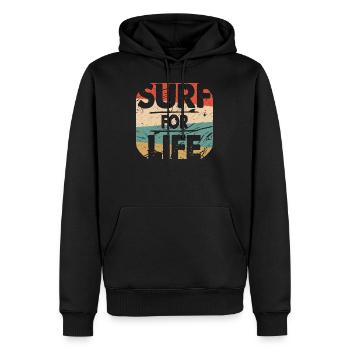Surf For Life - Sweat à capuche Premium bio Homme - noir - Devant - Nico (187cm)