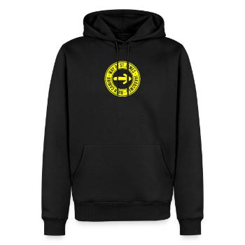 Pilgern auf dem Jakobsweg - Männer Premium Bio Hoodie - Schwarz - Vorne - Nico (187cm)