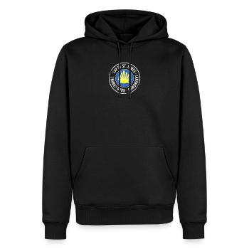 Des pèlerins sur le Chemin de Saint-Jacques. - Sweat à capuche Premium bio Homme - noir - Devant - Nico (187cm)
