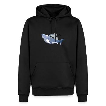 Koala Riding Shark Funny Trend - Felpa con cappuccio ecologica premium da uomo - nero - Fronte - Nico (187cm)