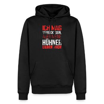 Drôle de sort drôle poulet coq - Sweat à capuche Premium bio Homme - noir - Devant - Nico (187cm)