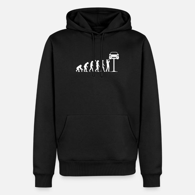 Mechaniker Evolution Auto Schrauber Geschenk - Männer Premium Bio Hoodie - Schwarz