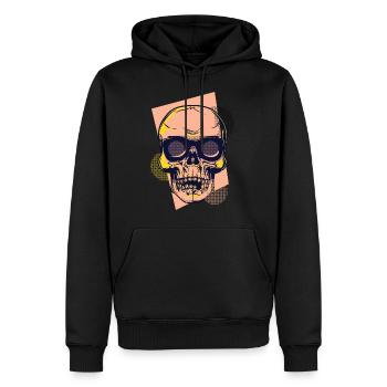 Tête de mort avec lunettes de soleil - Sweat à capuche Premium bio Homme - noir - Devant - Nico (187cm)