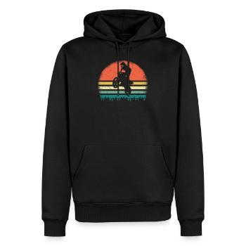 Retro Dirt Bike, Sonnenuntergang, Motocross Geschenk - Männer Premium Bio Hoodie - Schwarz - Vorne - Nico (187cm)