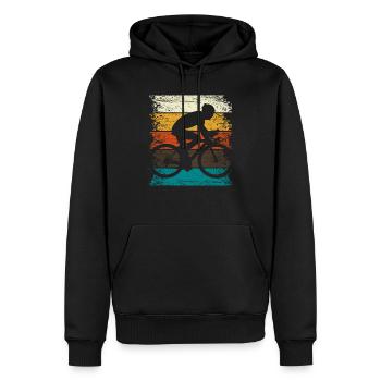 Biking Retro vélo de course vélo VTT cadeau - Sweat à capuche Premium bio Homme - noir - Devant - Nico (187cm)