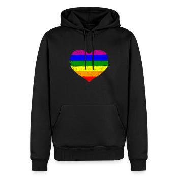 Cadeau de fierté de coeur d'arc-en-bande LGBT - Sweat à capuche Premium bio Homme - noir - Devant - Nico (187cm)