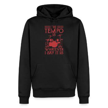 Le batteur détermine le cadeau du batteur Tempo - Sweat à capuche Premium bio Homme - noir - Devant - Nico (187cm)