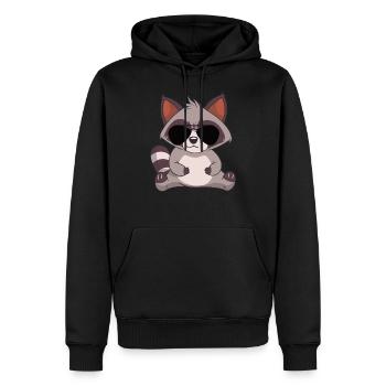 Le raton laveur cool avec des lunettes de soleil - Sweat à capuche Premium bio Homme - noir - Devant - Nico (187cm)