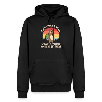 Sloth Hiking Team - Men’s Premium Organic Hoodie - black - Front - Nico (187cm)