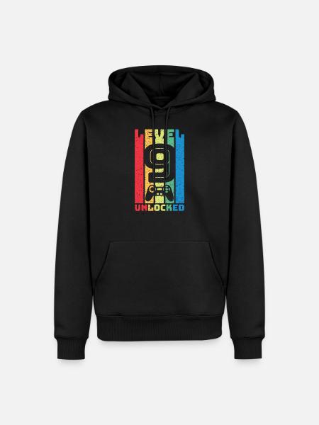 Retro Level 9 Unlocked - Men’s Premium Organic Hoodie - black