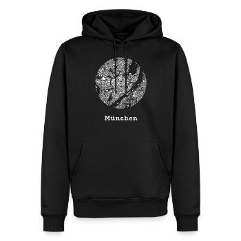 München Stadt mit Karte - Männer Premium Bio Hoodie - Schwarz - Vorne - Nico (187cm)