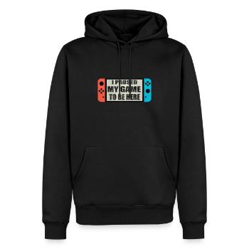 Changer la joie, j'ai suspendu mon jeu - Sweat à capuche Premium bio Homme - noir - Devant - Nico (187cm)