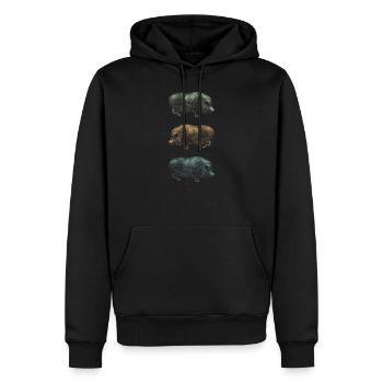 Retro Schwein Wildschwein Keiler Geschenk - Männer Premium Bio Hoodie - Schwarz - Vorne - Nico (187cm)