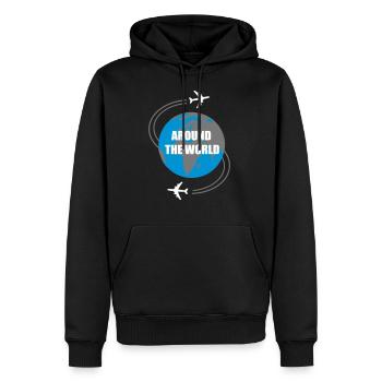 Voyage - Sweat à capuche Premium bio Homme - noir - Devant - Nico (187cm)
