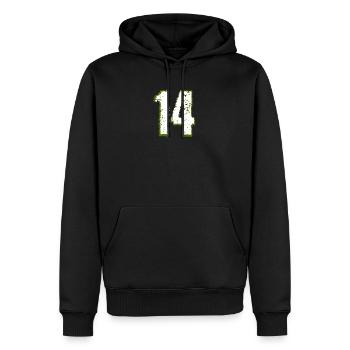 14, 14 ans, 14 ans, numéro 14 - Sweat à capuche Premium bio Homme - noir - Devant - Nico (187cm)