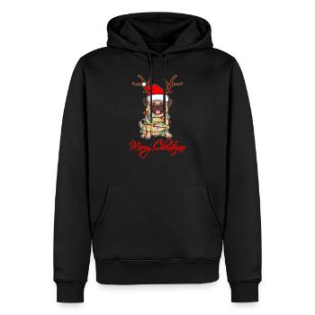 Carlin MERRY WOOFMAS PUG Cadeau de Noël moche - Sweat à capuche Premium bio Homme - noir - Devant - Nico (187cm)